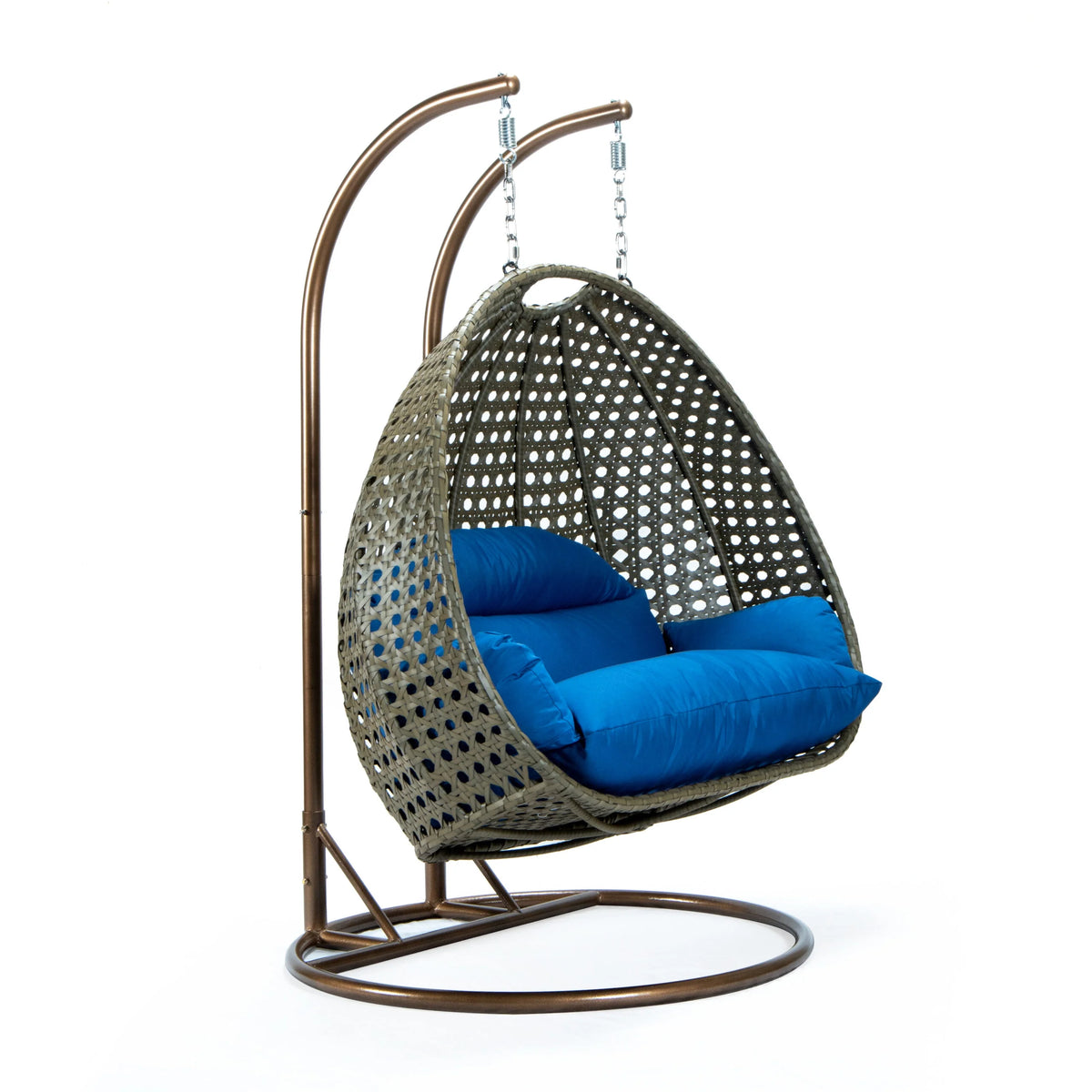 Blue Wicker 2 Person Hanging Egg Swing Chair U5934