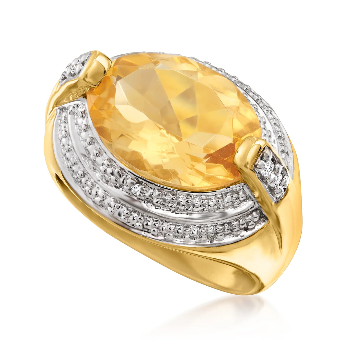 5.50 Carat Citrine Ring With White Topaz Accents in 18kt Gold Over Sterling S68472