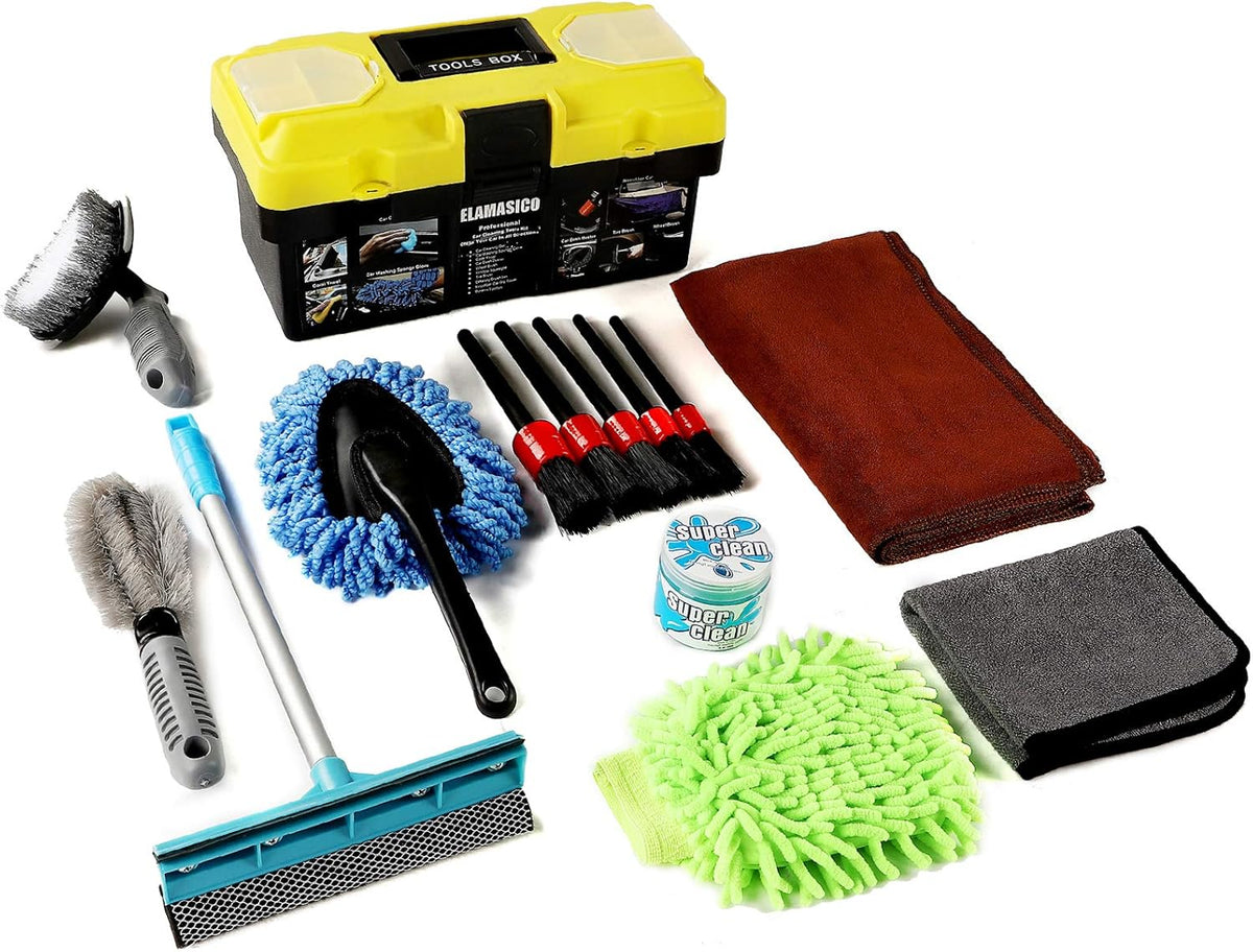 14 Pcs Car Detailing Kit with Cleaning Gel, Microfiber Cloth, Wash Mitt, Duster, Squeegee U797