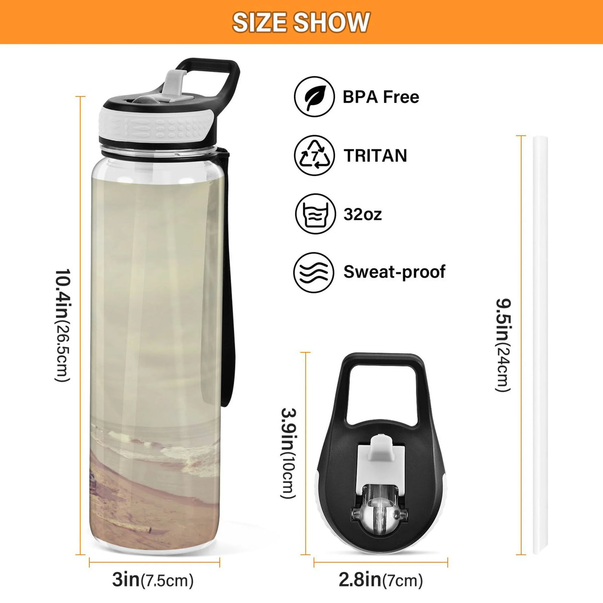 32oz Tritan Water Bottle with Straw U164