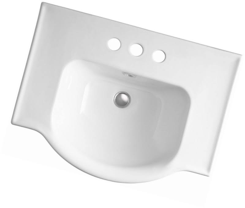White 24 In. Pedestal Bathroom Sink with 4 In. Centerset Faucet Holes A384