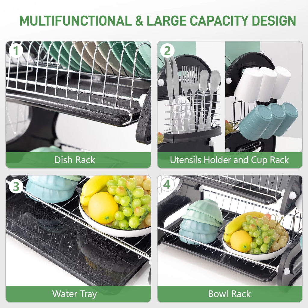 2-Tier Black Dish Drainer A248