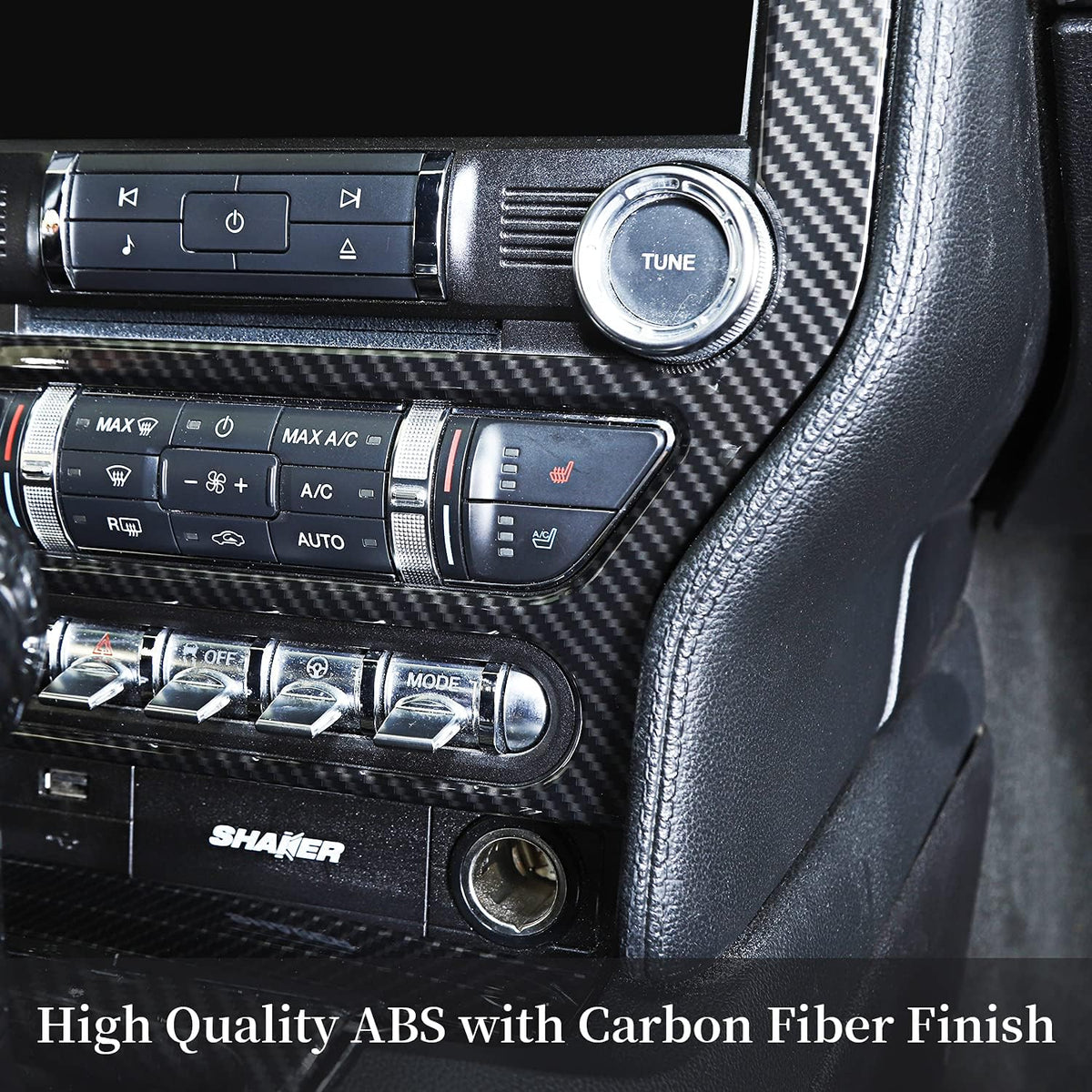 Carbon Fiber Center Console Multimedia Panel Decoration Trim Sticker Pack of 2 V330837