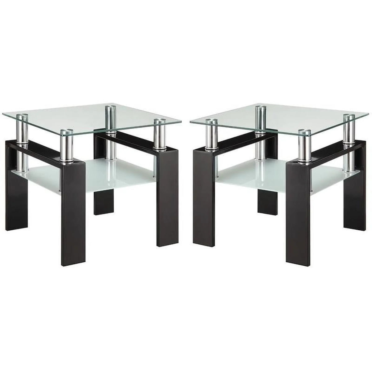 Black Glass Top End Table Set of 2 S52546