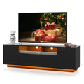 Black TV Stand with LED Lights and Storage Cabinet U96480