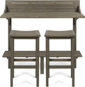 3-Pcs Acacia Wood Outdoor Bar Set, Grey Finish N4557
