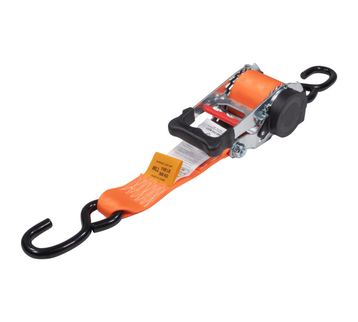 Orange 2" x10' Auto Retract Ratchet Straps with Zinc Coated S Hook Tiedowns N665