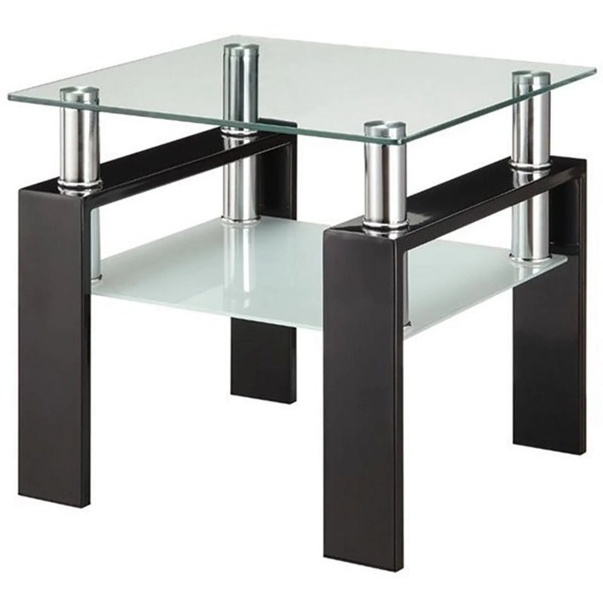 Black Glass Top End Table Set of 2 S52546
