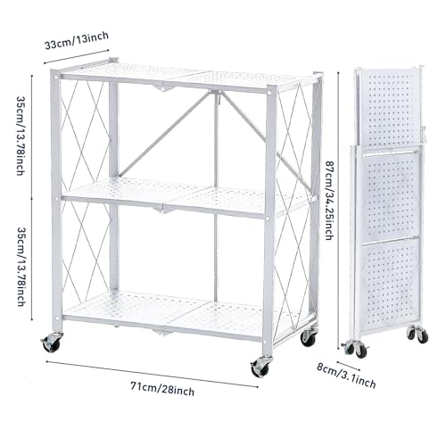 4-Shelf Foldable Metal Storage Shelves with Wheels V47778
