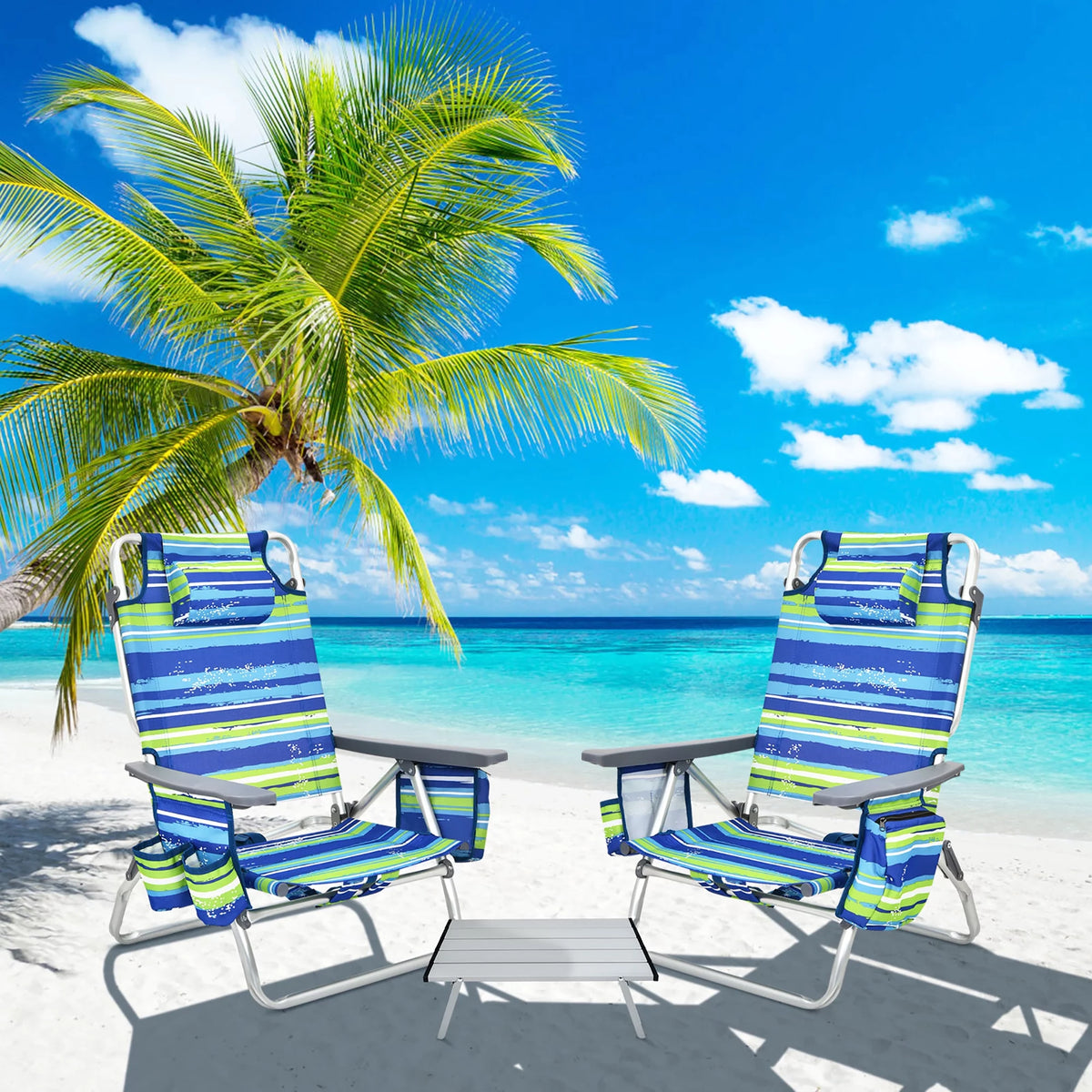 2-Pack Folding Backpack Beach Chair Pink C576