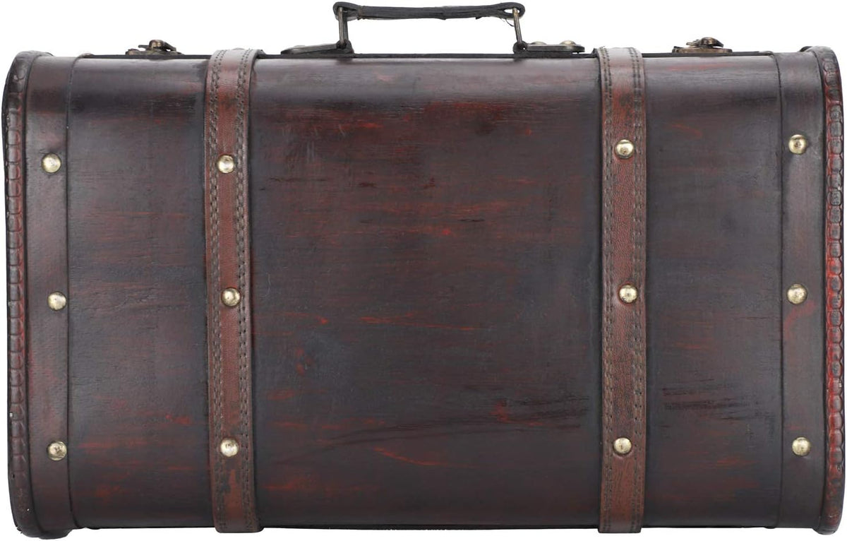 Vintage Wooden Suitcase with Buckle Lock Storage Chest M984476